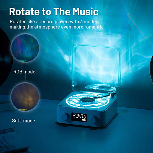 Retro Bluetooth Turntable: Vinyl Player with Stereo Sound & RGB Projection